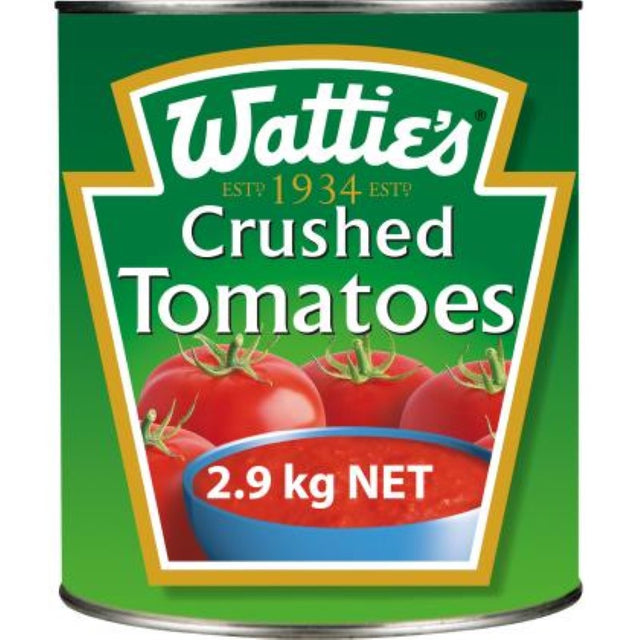 Wattie's 2.9KG Crushed Tomatoes in puree, perfect for enriching pasta sauces, casseroles, and Italian dishes.