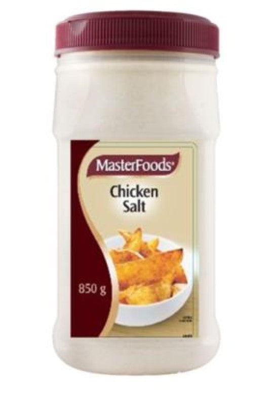 MasterFoods Salt Chicken 850g jar, a versatile seasoning for enhancing the flavor of chicken, seafood, and vegetables.