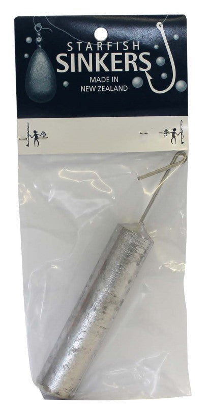 Starfish 8oz long line sinker packet, designed for stability and casting distance in surfcasting and deep-sea fishing.