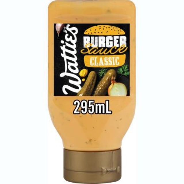 Delicious Sauce Burger Classic by Wattie's in a 295ML bottle, perfect for elevating homemade and BBQ burgers.