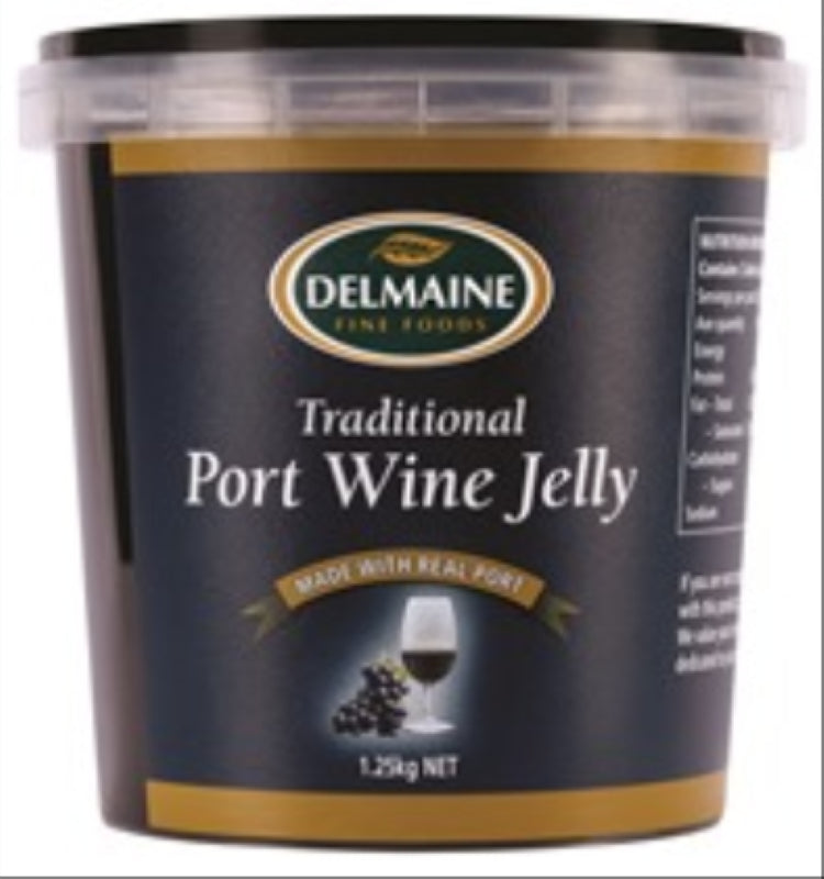 Delmaine Sauce Jelly Port Wine, 1.125KG jar, perfect for drizzling over cheeses, meats, and desserts.