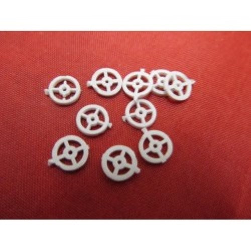 Plastic handwheel set (10) 7mm, essential for model boats, enhancing realism and steering functionality.