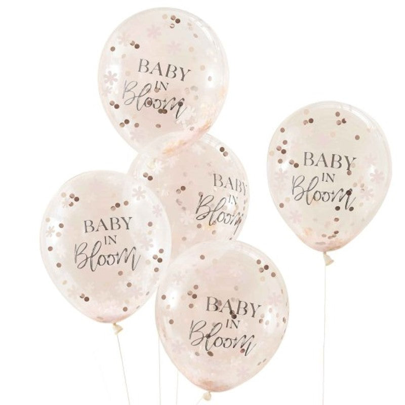 Baby In Bloom 12" Rose Gold Baby Shower Confetti Balloons