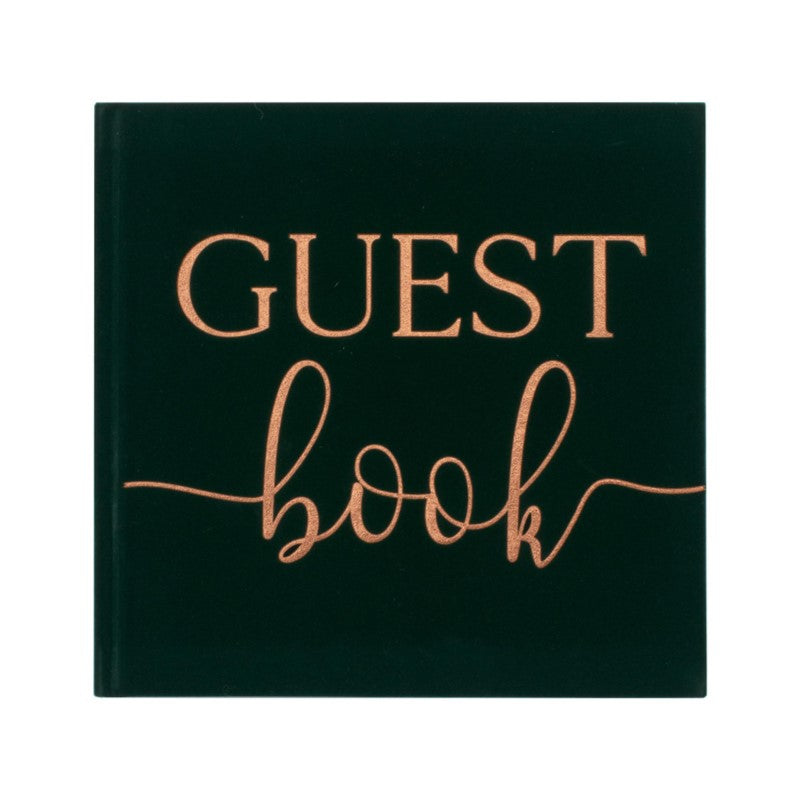 Botanical Wedding Green Velvet Bronze Foiled Guest Book