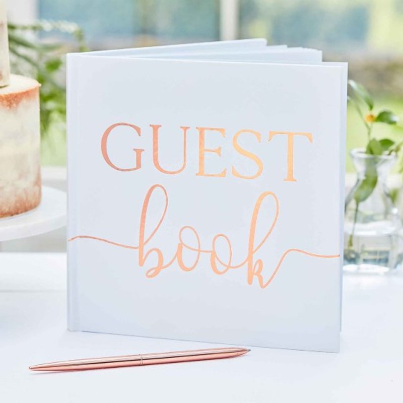 Botanical Rose Gold Foil Wedding Guest Book 22cm (H) 22cm (W) and 1.2cm (D)