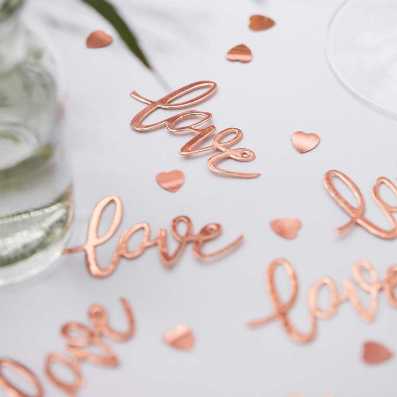 Botanical Wedding Confetti Bronze 'Love' Cards 3.5cm (H) and 6.5cm (W)