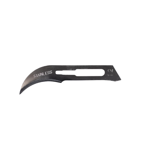Small concave scalpel blades in stainless steel, ideal for precise cutting in various crafting and professional applications.