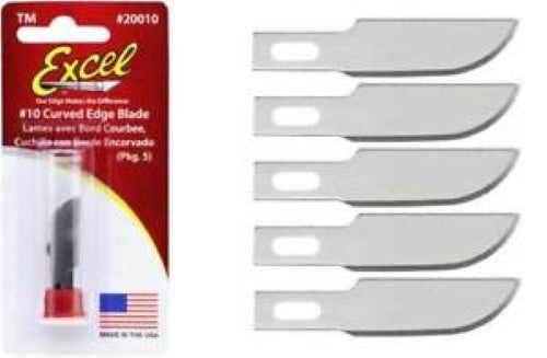 High-quality #10 curved replacement blades for precision cuts in various materials; pack of 5, rust-protected carbon steel.