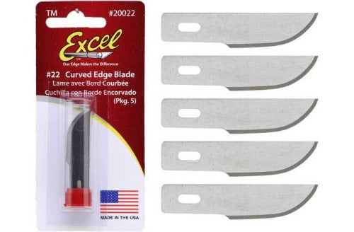 Hobby Tool - #2 Curved Blades B22 PK5: Five sharp carbon steel replacement blades for precision cutting in various materials.