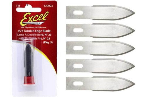 Hobby Tool B23 pack of 5 double edge curved blades, precision high carbon steel for crafting, woodworking, and DIY projects.