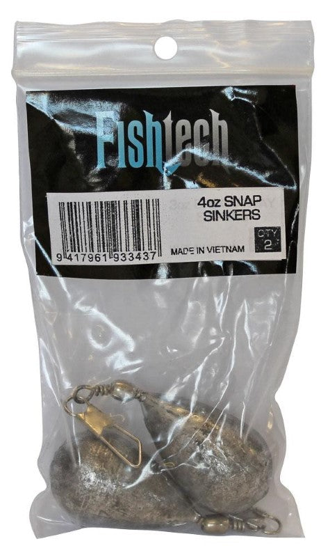 Fishtech Snap On Sinker 4oz (2 per pack)