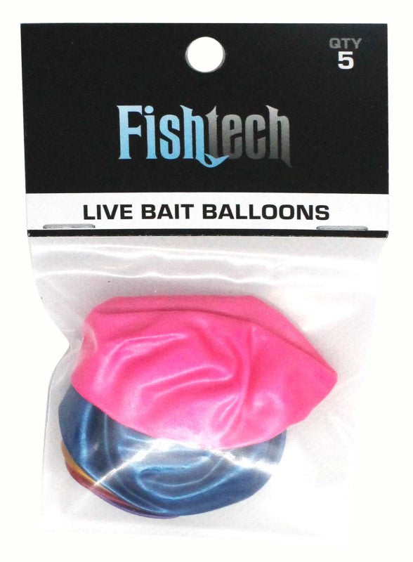 Brightly colored Fishtech Live Bait Balloons for attracting Kingfish and Snapper, perfect for enhancing live bait fishing.