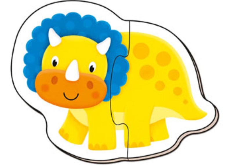 Vibrant 2-piece dinosaur puzzle for toddlers, fostering fine motor skills and imaginative play in young explorers.