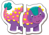 Colorful 2-piece dinosaur puzzle for toddlers, boosting fine motor skills and problem-solving through fun play.
