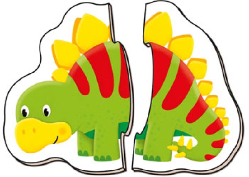 Colorful 2-piece dinosaur puzzle for toddlers, promoting motor skills and imagination through interactive play.