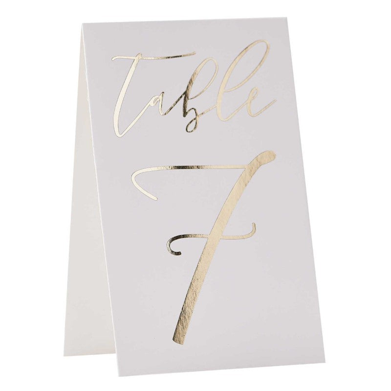 Gold Wedding Table Card Numbers - Pack of 12