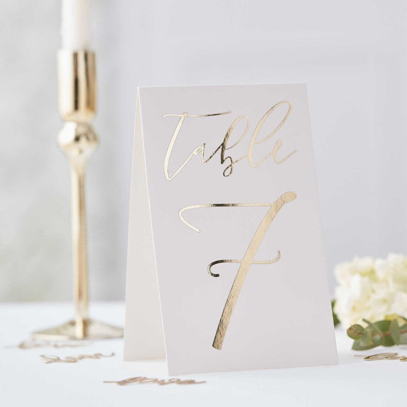 Gold Wedding Table Card Numbers - Pack of 12