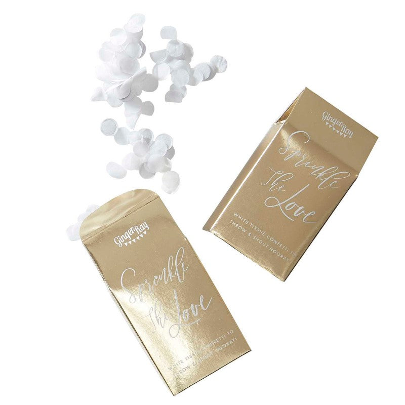 Gold Wedding White Confetti Box 7g