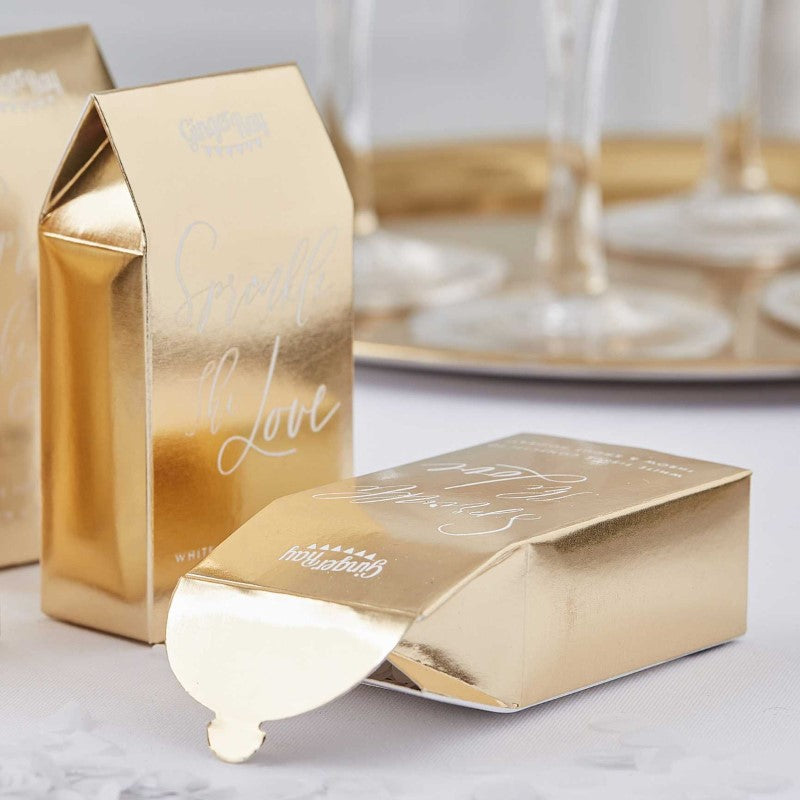 Gold Wedding White Confetti Box 7g