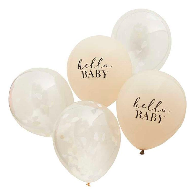 12" Hello Baby Balloon Bundle Hello Baby & Confetti Clouds - Pack of 5