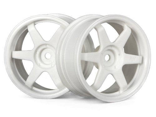 HPI Racing 1/10 TE37 26mm White wheels, durable nylon, designed for high-performance RC racing and stylish competition look.