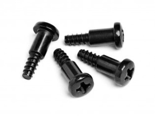 HPI Racing M3x12mm step screws (4 pack) designed for reliable fastening in RC cars, trucks, and boats.