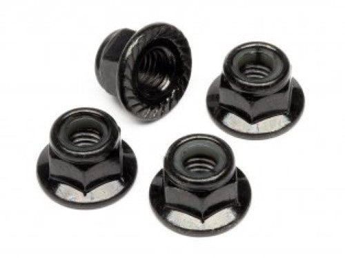 HPI Racing 5mm flanged lock nuts for RC vehicles, ensuring secure fits and durability in high-action environments.