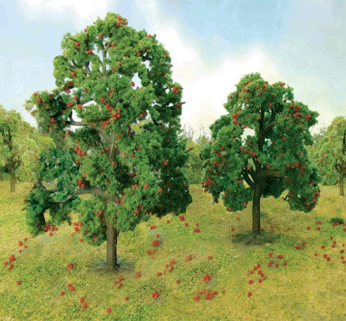 Meticulously crafted 75mm apple trees for dioramas and model railroads, adding realism and vibrancy to miniature landscapes.