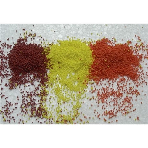 Realistic HO fruit bags featuring orange, apple, and lemon assortments for model railway and diorama scenery.