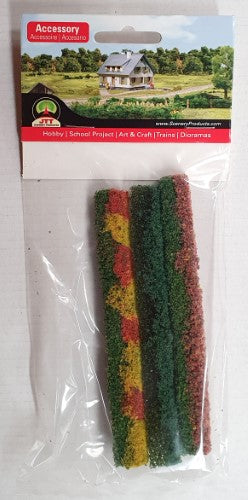 Colorful flowering hedges set of three, perfect for enhancing model landscapes and dioramas with vibrant realism.