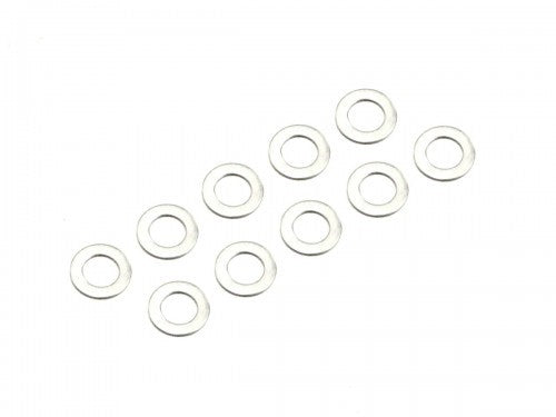 Kyosho M5x8x0.5 washers (10-pack) enhance RC vehicle performance with durable support and grip for high-vibration environments.
