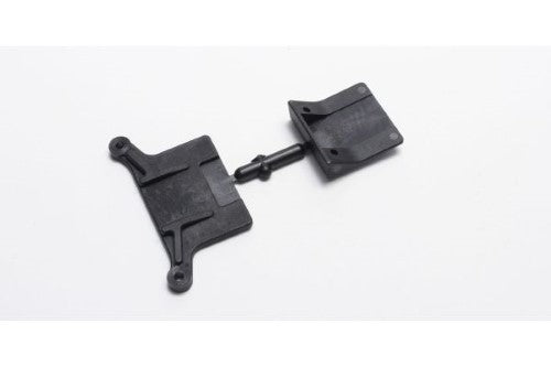 Kyosho RT6 ESC Plate & Battery Stopper, designed for secure mounting and stability in high-speed RC racing.