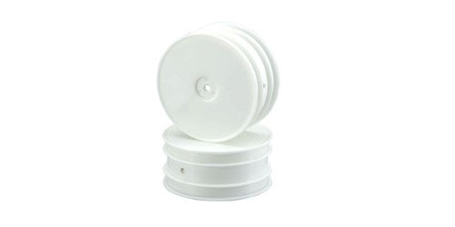 High-performance 1/10 4WD front wheel in stylish white, enhancing stability and traction for RC cars.