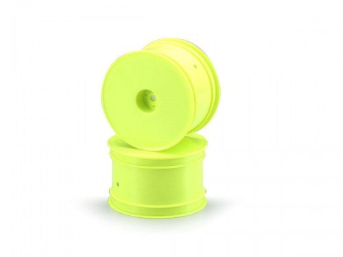 Kyosho 1/10 4WD FR Wheel in vibrant yellow, enhancing RC performance with durability and superior grip for all terrains.