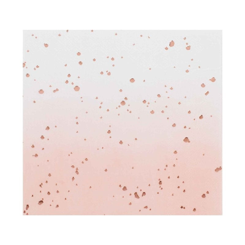 Ombre Rose Gold Foiled Napkins - Pack of 8 16cm x 16cm