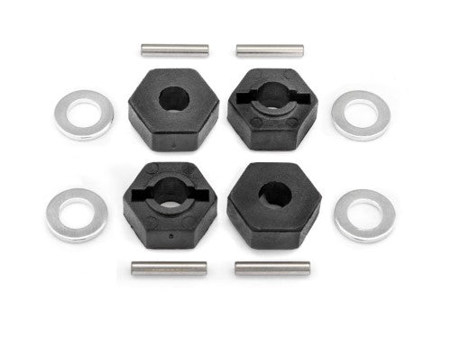 Maverick 12mm Wheel Hub Hex Set (4) for RC vehicles, enhancing performance, stability, and easy installation.