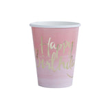 Pick & Mix Gold Foiled Pink Ombre Happy Birthday Paper Cups - Pack of 8