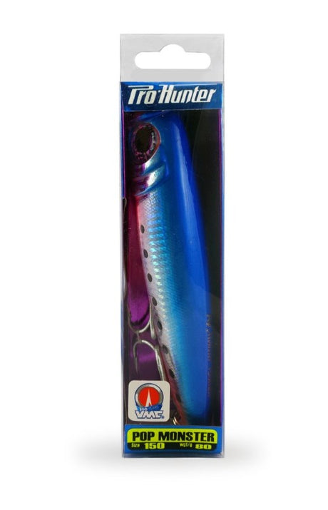 High-performance 150mm Blue Sardine fishing lure with lifelike action, 3D eyes, and sharp treble hooks for targeting predator fish.