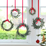 Rustic red mini foliage wreath decorations with varying sizes, 6m ribbon, and bows, perfect for festive home decor.