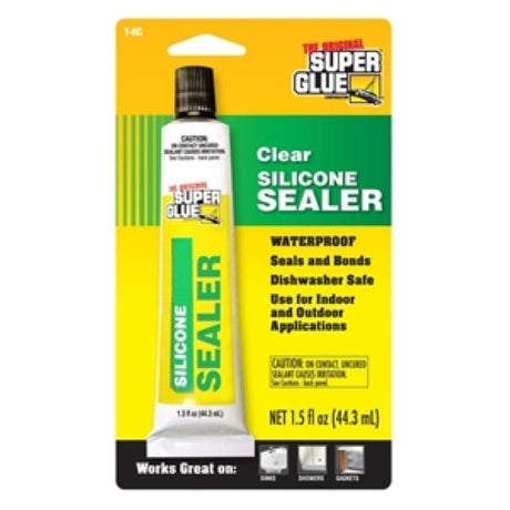Clear silicone sealant in a 28.3g tube, perfect for crafts, repairs, and waterproof bonding.