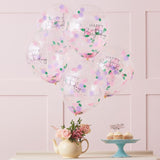 Floral 30cm Confetti Happy Birthday Balloons - Pack of 5