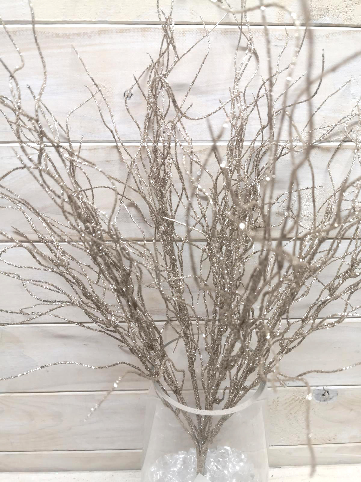 Artificial Flower -Spray â€“ Glittered Twisted Willow