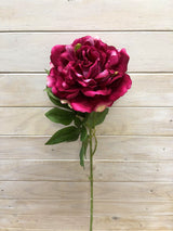 Vibrant single large velvet peony with lifelike petals, perfect for elegant home decor and floral arrangements.