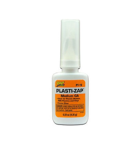 Hobby Glue Plasti-Zap CA (9.35g) offers a fast, clear bond for plastics, vinyl, and model repairs, non-flammable and safe to use.