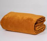 Dreamticket Marigold Coral Fleece Blanket, 400gsm, soft, warm, ideal for Queen/King beds, with elegant hemmed edges.