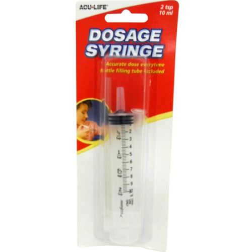 Acu-Life Dosage Syringe for precise medication administration with clear scale and bottle filling tube included.