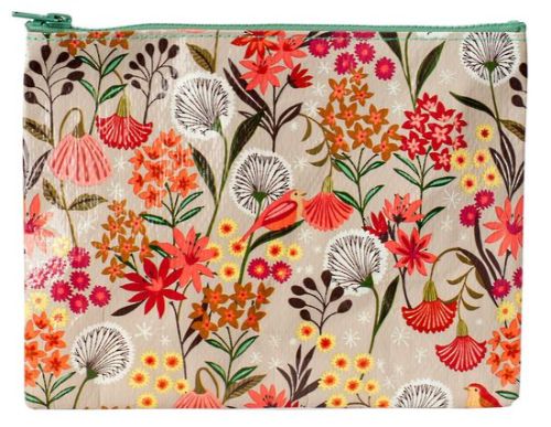 Eco-friendly zipper pouch featuring a dandelion design, ideal for organizing cosmetics and essentials, measuring 7.25"x9.5".