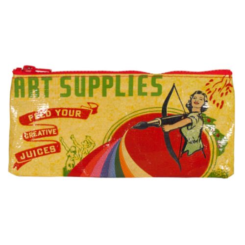 Stylish eco-friendly pencil case for art supplies, designed for organization and portability, featuring art by Haley Johnson.