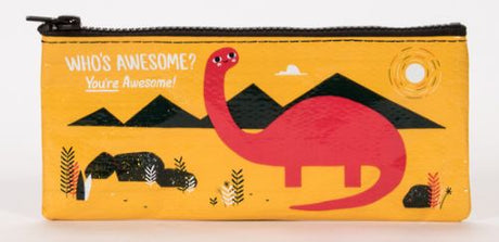 Adorable dinosaur-themed pencil case by Ben Javens, eco-friendly, spacious for school supplies, 4.25"x8.5".