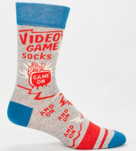 Men's Video Game Socks featuring nostalgic designs, crafted for comfort and style in sizes 7-12. Perfect for gamers.